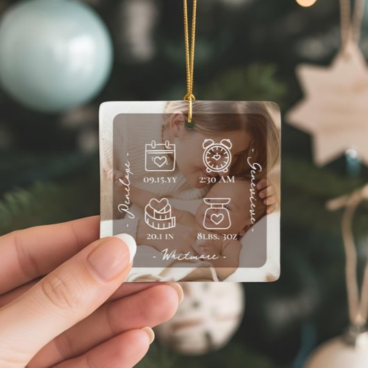 Our Little Miracle Baby Birth Stats Photo Keepsake Keramisch Ornament