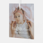 Our Little Miracle Newborn Baby Photo Keepsake Glas Ornament (Voorkant links)