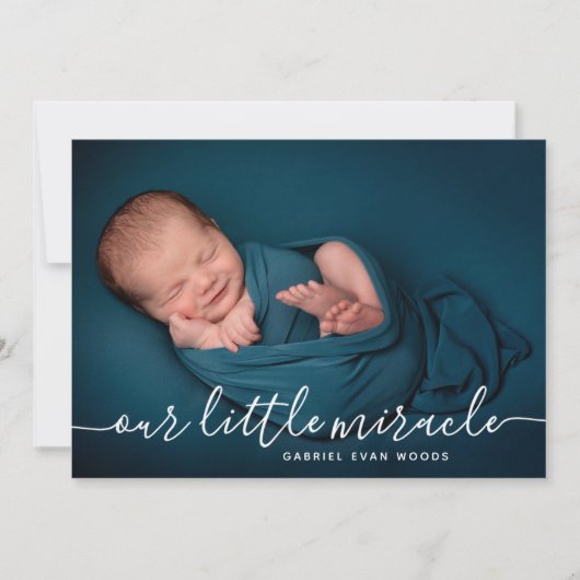 Our Little Miracle Photo Collage Modern Birth  Aankondiging (Voorkant)