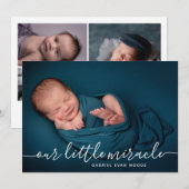 Our Little Miracle Photo Collage Modern Birth  Aankondiging (Voorkant / Achterkant)