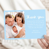 Our Little One Handwritten Blue Script Photo Birth Aankondiging