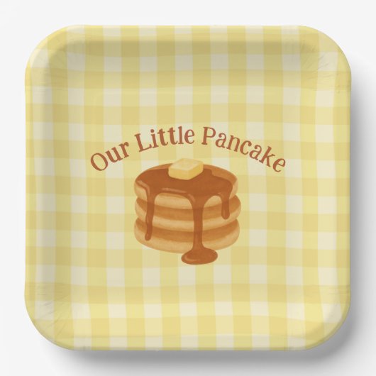 Our Little Pancake Brunch Theme Baby Shower Papieren Bordje (Voorkant)