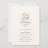Our Little Prince Baby Creamy White Minimal Script Kaart (Voorkant)