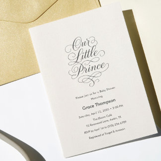 Our Little Prince Baby Creamy White Minimal Script Kaart