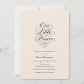Our Little Prince Minimal Script Peach Baby Shower Kaart (Voorkant)