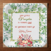 Our Little Pumpkin 1st Birthday Green Fall Wreath Papieren Bordje