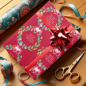 Our Little Pumpkin 1st Birthday Green Wreath Pink Cadeaupapier