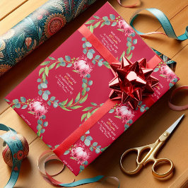 Our Little Pumpkin 1st Birthday Green Wreath Pink Cadeaupapier