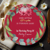 Our Little Pumpkin 1st Birthday Green Wreath Pink Papieren Bordje