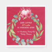 Our Little Pumpkin 1st Birthday Green Wreath Pink Servet (Voorkant)