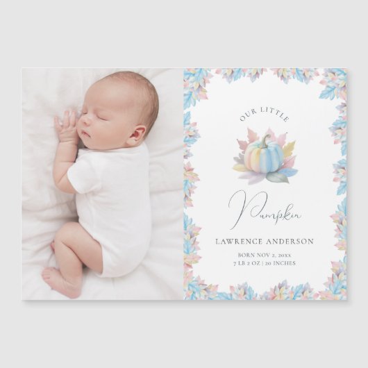 Our Little Pumpkin Baby Photo Birth Announcement (Voorkant)