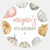 Our Little Pumpkin Birthday Party Ronde Sticker (Voorkant)