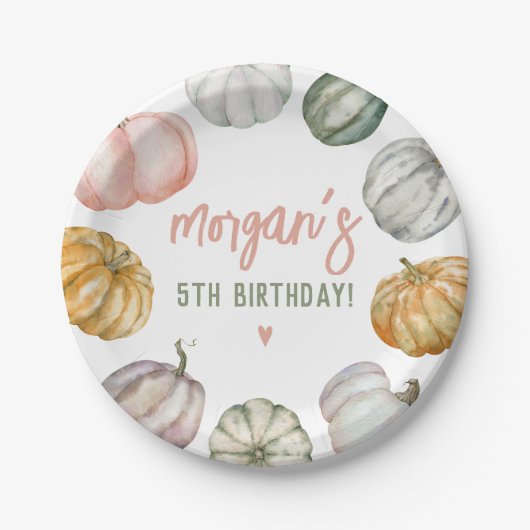 Our Little Pumpkin Cute Fall Birthday Party Papieren Bordje (Voorkant)