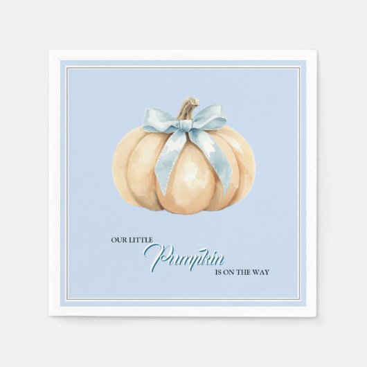 Our Little Pumpkin Fall Baby Shower Blue Baby Boy Servet (Voorkant)