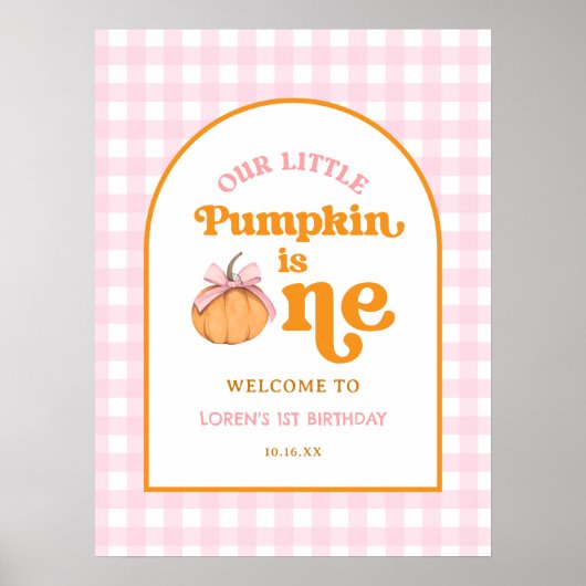 Our Little Pumpkin Girl 1st Birthday Welcome Poster (Voorkant)