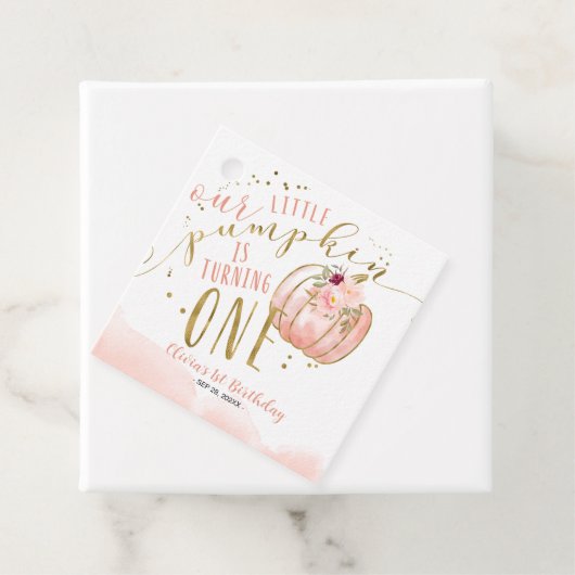 Our Little Pumpkin Is Turning One 1st Birthday Bedankjes Labels (In situ)