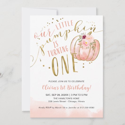 Our Little Pumpkin Is Turning One 1st Birthday Kaart (Voorkant)