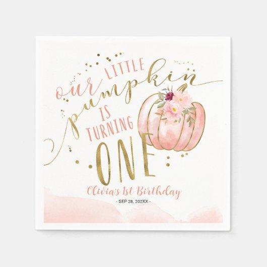 Our Little Pumpkin Is Turning One 1st Birthday Servet (Voorkant)