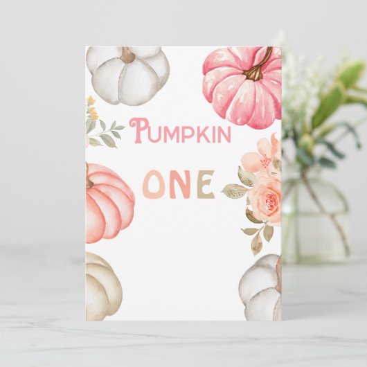 Our Little Pumpkin | Pink Bold Girl 1st Birthday  Kaart (Staand voorkant)