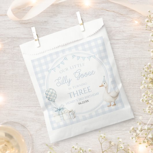 Our Little Silly Goose Blue Birthday Party Bedankzakje (Geknipt)