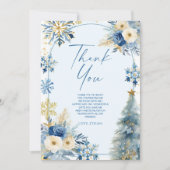 Our Little Snowflake Blue Winter Birthday Party Bedankkaart (Voorkant)