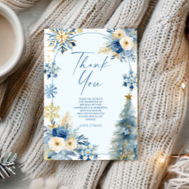 Our Little Snowflake Blue Winter Birthday Party Bedankkaart