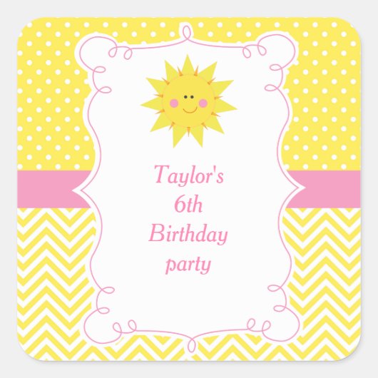 Our little Sunshine Birthday Thank You Vierkante Sticker (Voorkant)