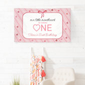Our Little Sweetheart Is One Hearts Bows Birthday Spandoek (Insitu)