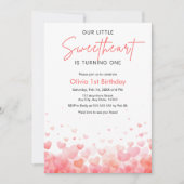 Our Little Sweetheart is Turning One 1st Birthday Kaart (Voorkant)