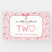 Our Little Sweetheart Is Two Hearts Bows Birthday Spandoek (Horizontaal)