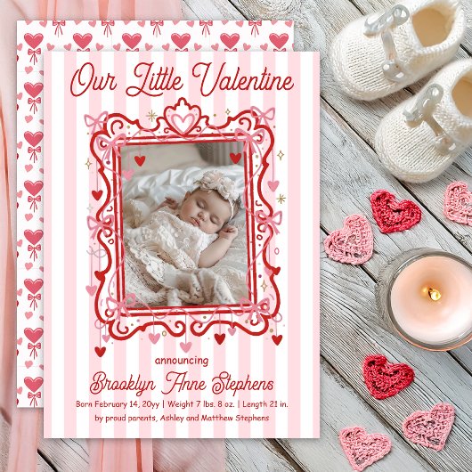 Our Little Valentine Photo Birth Announcement Aankondiging