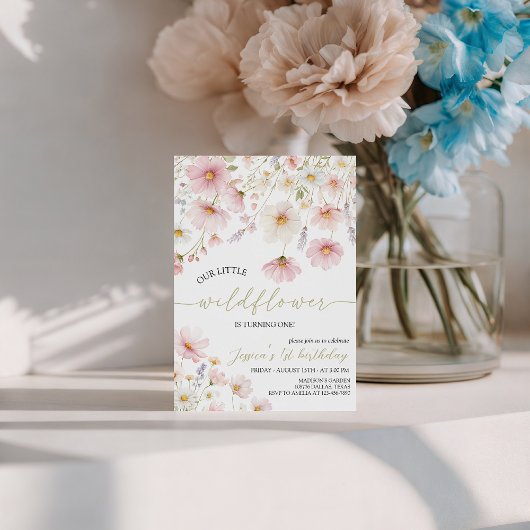 Our Little Wildflower 1st Birthday Invite Kaart