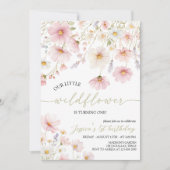 Our Little Wildflower 1st Birthday Invite Kaart (Voorkant)