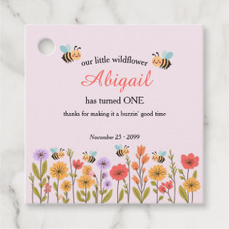 Our Little Wildflower Floral Bee 1st Birthday Bedankjes Labels