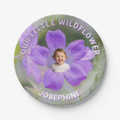 Our Little Wildflower Purple Geranium Custom Photo Papieren Bordje (Voorkant)