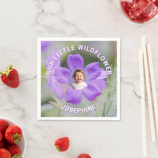 Our Little Wildflower Violet Geranium Custom Photo Servet (Insitu)