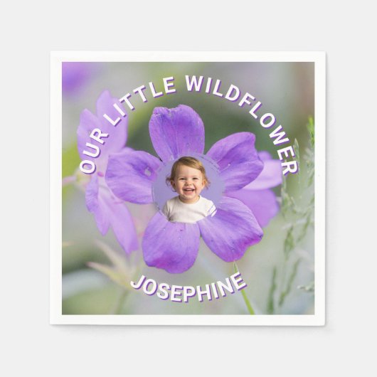 Our Little Wildflower Violet Geranium Custom Photo Servet (Voorkant)