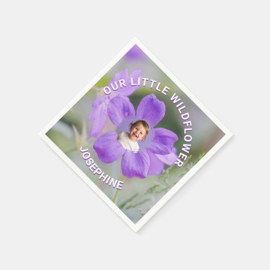 Our Little Wildflower Violet Geranium Custom Photo Servet (Hoek)