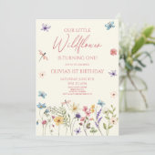 Our Little Wildflower Wild Flower Birthday Party Kaart (Staand voorkant)