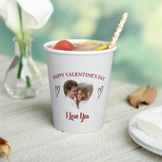 Our Love Custom Photo Valentine’s Day Paper Cup Papieren Bekers (Insitu)