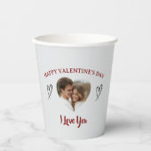 Our Love Custom Photo Valentine’s Day Paper Cup Papieren Bekers (Voorkant)
