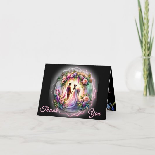 Our Love Reaches The Moon Bride and Groom Bedankkaart (Voorkant)