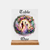 Our Love Reaches The Moon Wedding Table Number Acryl Bord (Voorkant)