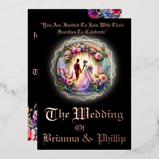 Our Love Shines Brighter Than The Moon Wedding Folie Uitnodiging (Voorkant / Achterkant)