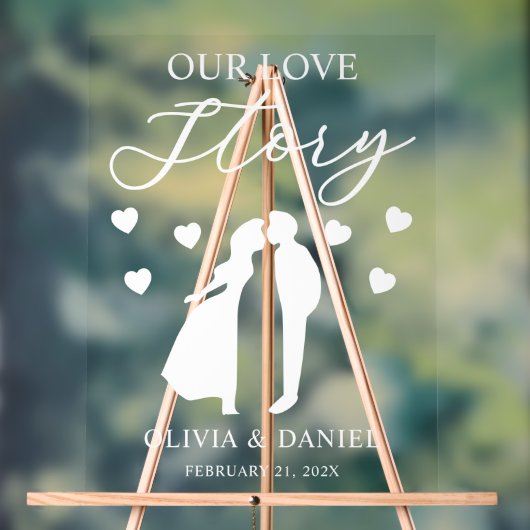 Our Love Story Custom Wedding Acryl Bord (Neutraal)