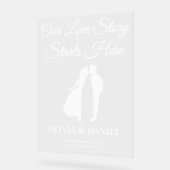 Our Love Story Starts Here Wedding Welcome Acryl Bord (Hoek)