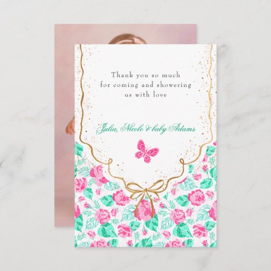 Our Lovely One Baby Shower Bedankkaart (Voorkant / Achterkant)