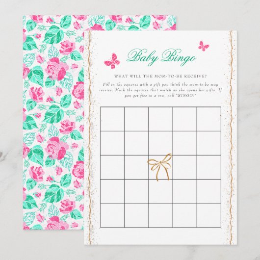 Our Lovely One Baby Shower Bingo Game Kaart (Voorkant / Achterkant)