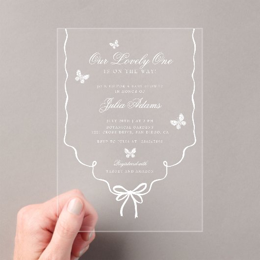 Our Lovely One Baby Shower Invitation Acryl Uitnodigingen (Insitu (Draagbaar))