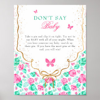 Our Lovely One Don't Say Baby Shower Game Sign Poster